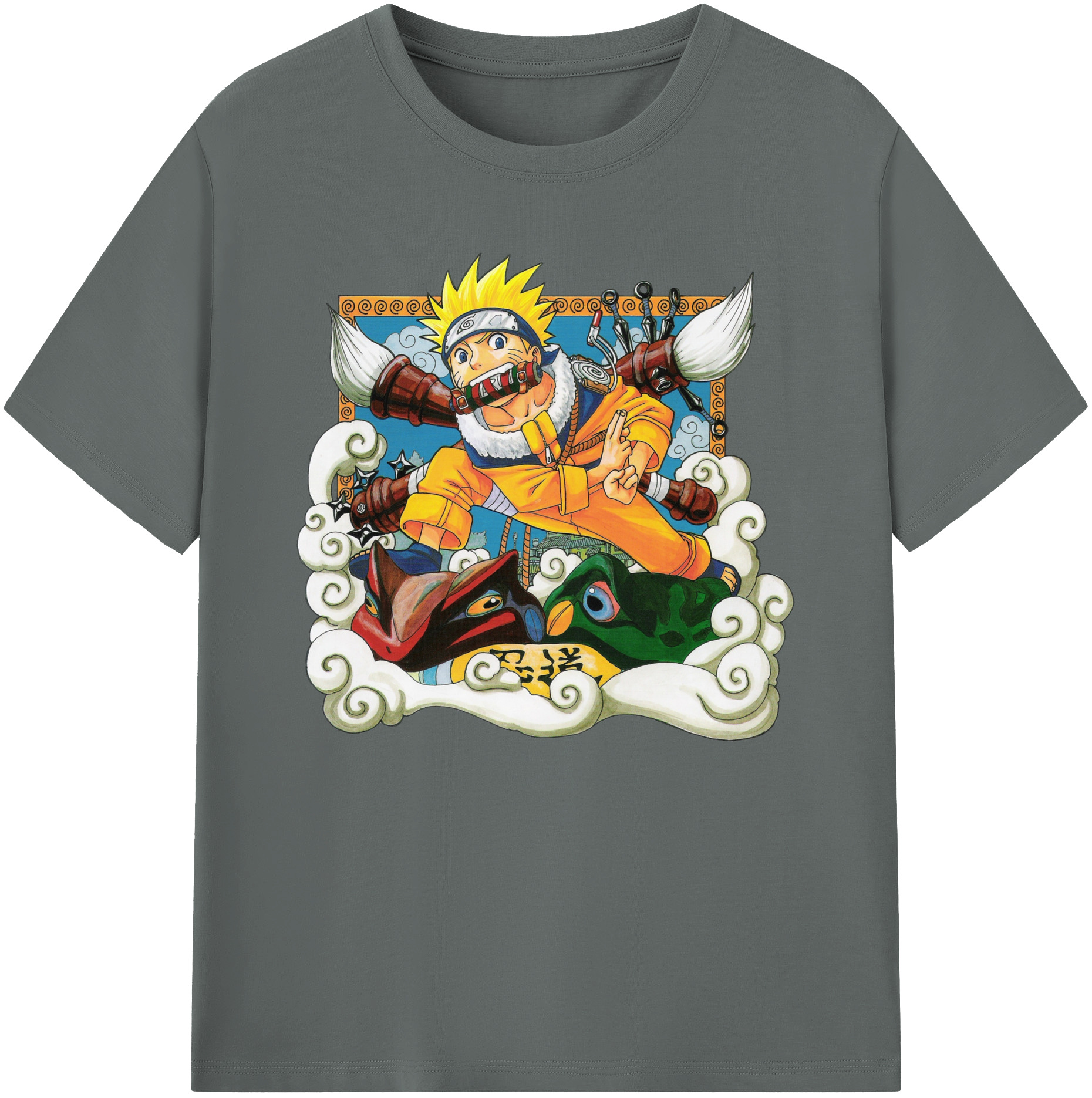 （画像用） NARUTO -ナルト- うずまき ナルト Uzumaki Naruto 綿100％ メンズ半袖Tシャツ｜肌触りやわらか＆通気性